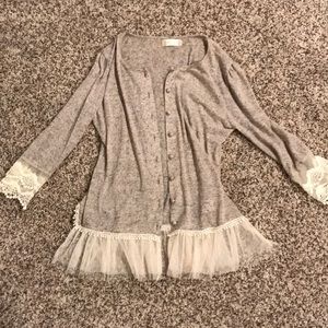 Altar’d State heather grey and lace cardigan